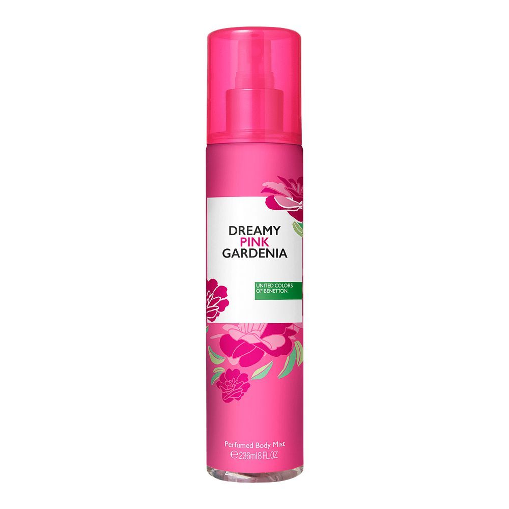 8433982016981-1_4815a5be-3eec-4f2d-b0ca-aaa7cdf6c7ad-611587.jpg Benetton Dreamy Pink Gardenia Body Mist 236Ml - Image 1
